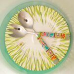 Salatbesteck Löffelstil Besteck, fröhlich, Handarbeit, Käsemesser Bunter Griff, Kunsthandwerk, Löffelstil, Polymer clay, Unikat