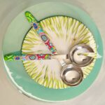 Salatbesteck Löffelstil Besteck, fröhlich, Handarbeit, Käsemesser Bunter Griff, Kunsthandwerk, Löffelstil, Polymer clay, Unikat