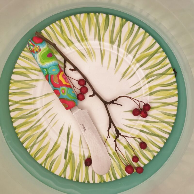 Messer Bunter Griff, Handarbeit, Unikat, Besteck, fröhlich,