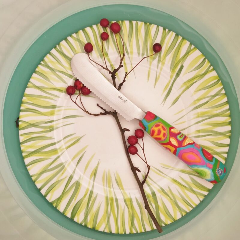 Messer Bunter Griff, Handarbeit, Unikat, Besteck, fröhlich,