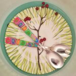 Salatbesteck Löffelstil Besteck, fröhlich, Handarbeit, Käsemesser Bunter Griff, Kunsthandwerk, Löffelstil, Polymer clay, Unikat