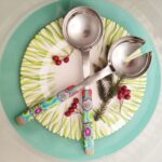 Salatbesteck Löffelstil Besteck, fröhlich, Handarbeit, Käsemesser Bunter Griff, Kunsthandwerk, Löffelstil, Polymer clay, Unikat