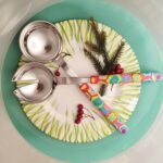 Salatbesteck Löffelstil Besteck, fröhlich, Handarbeit, Käsemesser Bunter Griff, Kunsthandwerk, Löffelstil, Polymer clay, Unikat