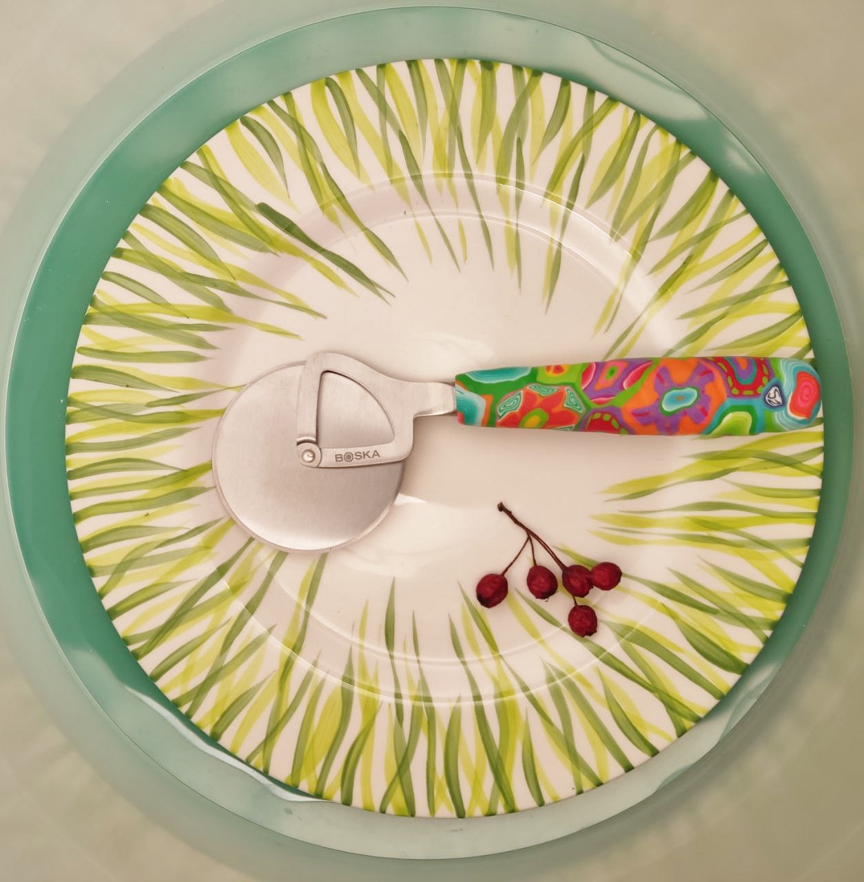 Messer Bunter Griff, Handarbeit, Unikat, Besteck, fröhlich,