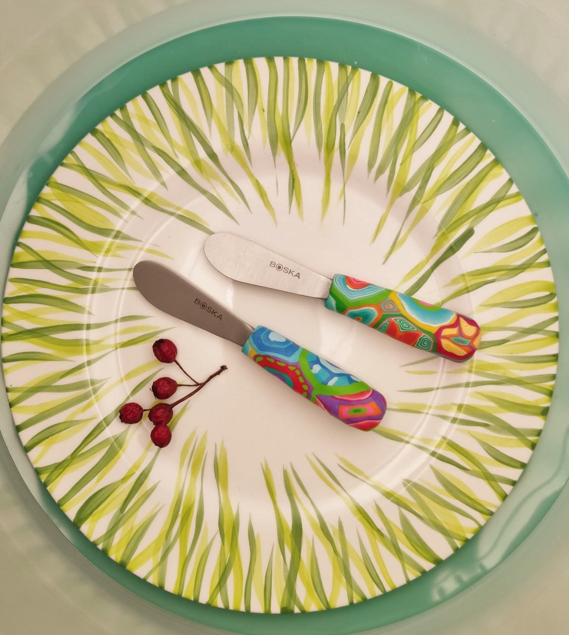 Messer Bunter Griff, Handarbeit, Unikat, Besteck, fröhlich,