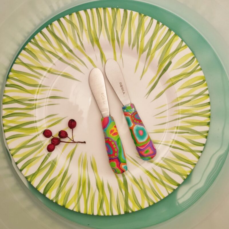 Messer Bunter Griff, Handarbeit, Unikat, Besteck, fröhlich,