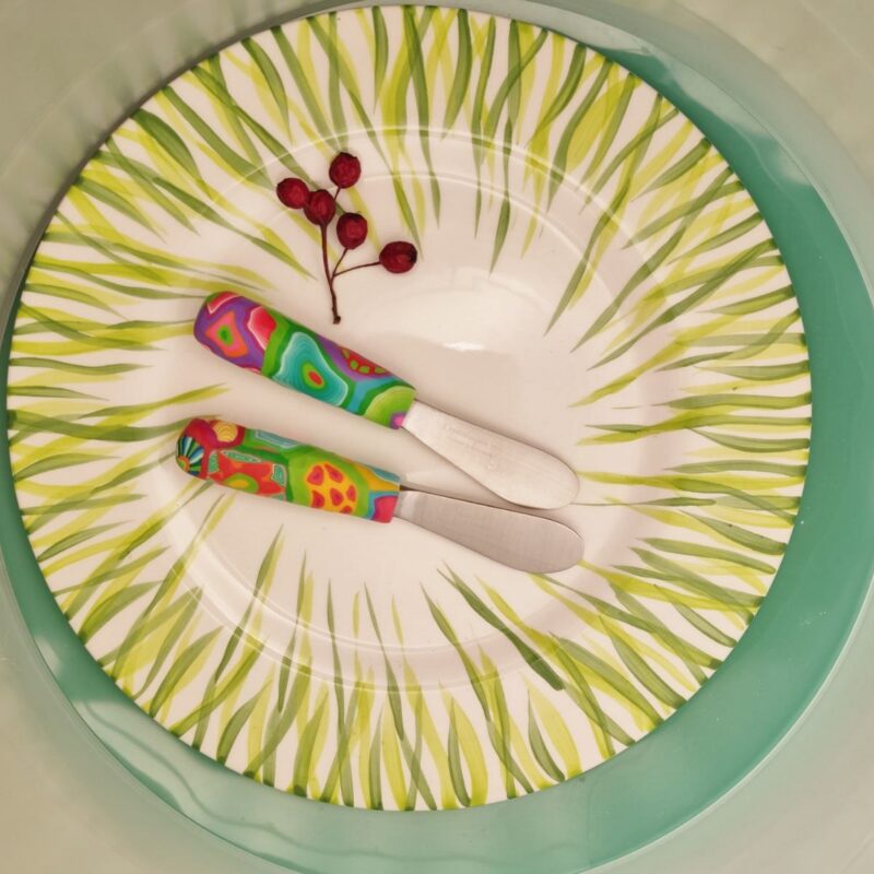 Messer Bunter Griff, Handarbeit, Unikat, Besteck, fröhlich,