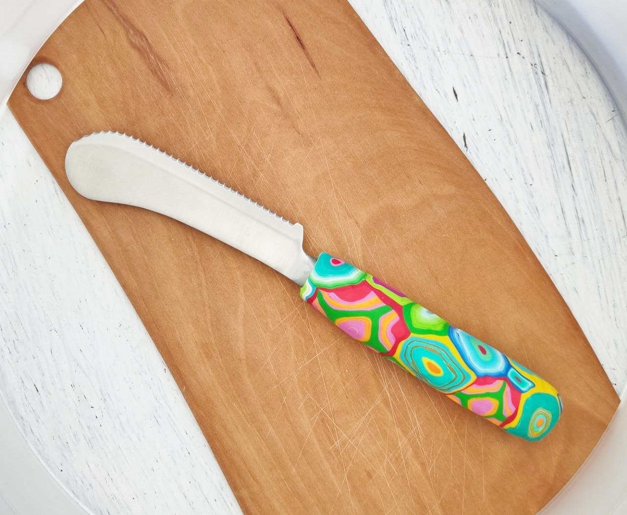 Messer Bunter Griff, Handarbeit, Unikat, Besteck, fröhlich,
