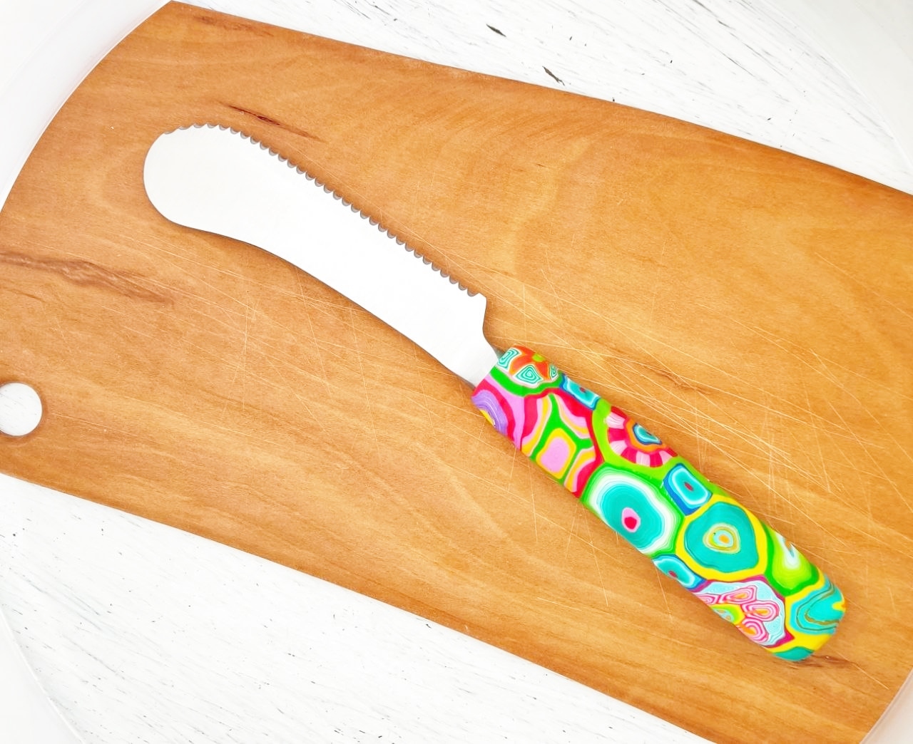 Messer Bunter Griff, Handarbeit, Unikat, Besteck, fröhlich,